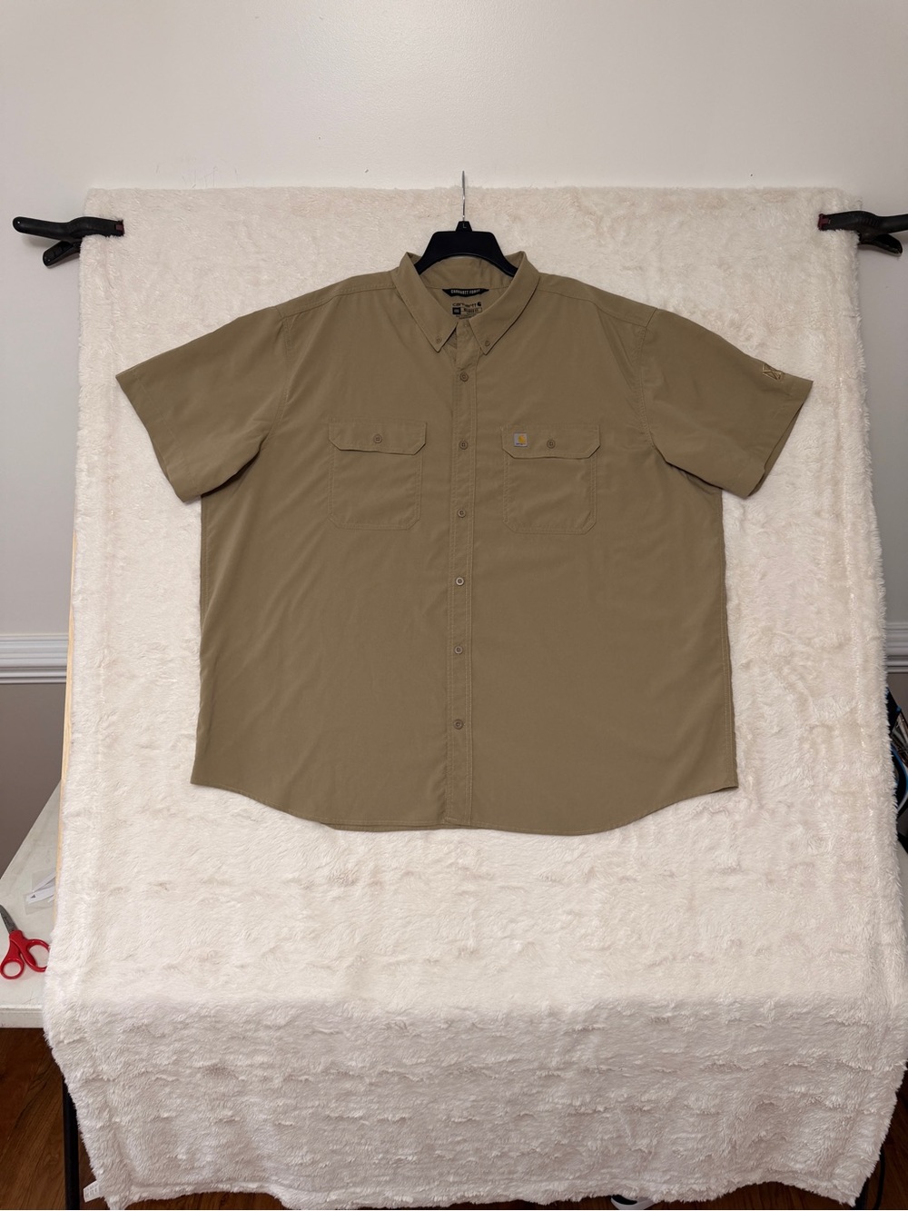 Carhartt Force Relaxed Fit Short Sleeve Work Shirt 4XL Dark Khaki UPF 50 105292